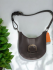 Brown Leather Circular Shoulder Bag repurposed shoulder strap